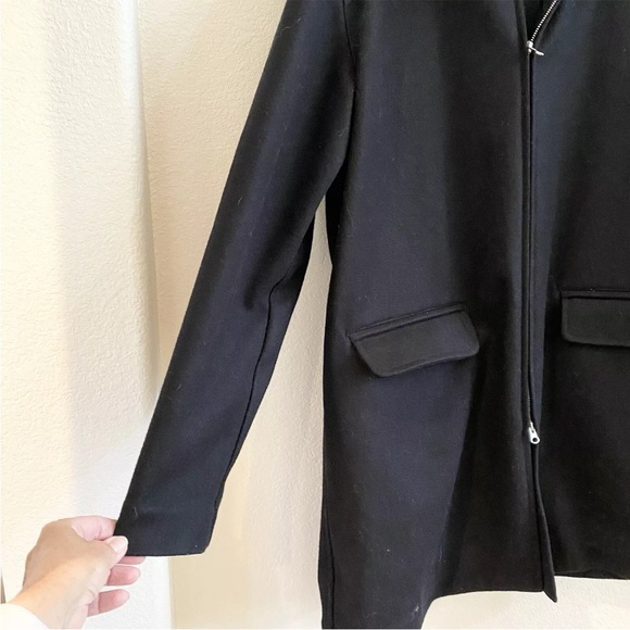 J. Crew Cocoon Wool Mens Coat Italian Stadium Hooded Zip Front Size M - Picture 2 of 5